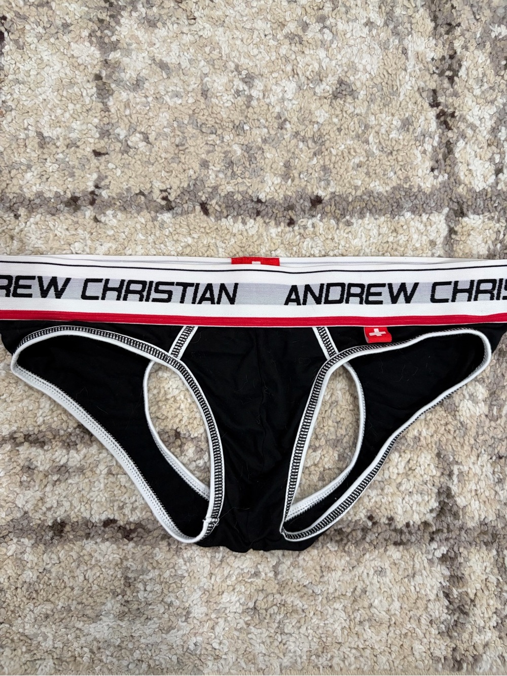 Andrew Christian Men’s Black Classic jock with Contrast Waistband